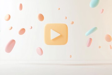 Poster - Creative flat design of media and communication featuring colorful elements and a play button