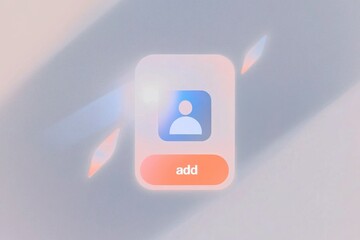 Poster - Flat design illustration of an add user button for media and communication applications