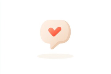 Poster - Flat design communication icon featuring a speech bubble with a heart symbol expressing positive connection