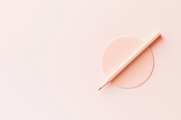 Poster - Designing with flat elements using pencil on a soft pink background for media and communication concepts