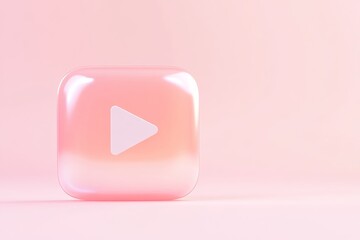 Poster - Innovative flat design of a media play button icon in soft pastel tones for communication applications