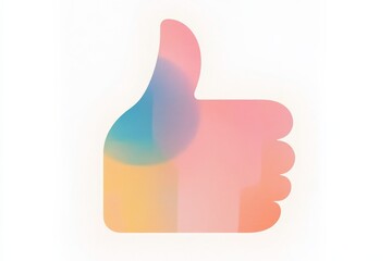 Poster - Flat design representation of a thumbs up symbol signifying approval in modern communication