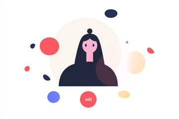Poster - Flat design representation of communication in modern media with abstract elements and character illustration