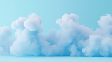 Poster - Soft blue smoke creating abstract shapes on a light blue background, ideal for backgrounds and ethereal concepts