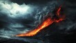 © idharmaian - Volcanic eruption, lava flow, stormy sky, coastal destruction