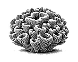 Wall Mural - pocillopora coral engraving black and white outline