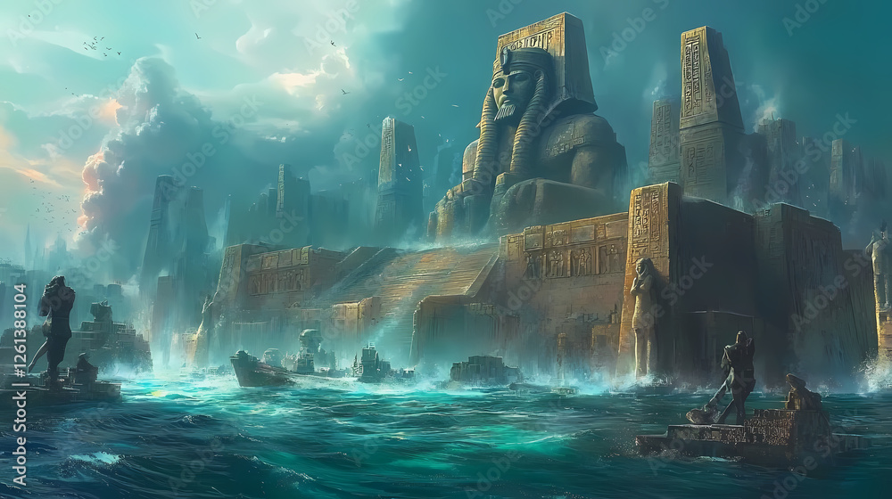 Stock-Illustration „Beneath the waves, the ancient city of atlantis ...