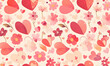 © Smetana  - Romantic floral and heart pattern illustration