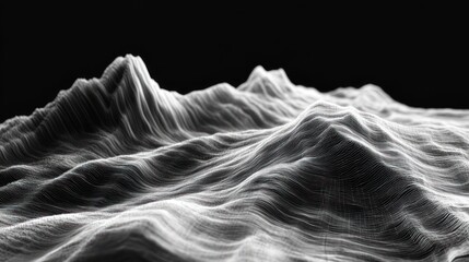 Abstract digital mountain range on black background