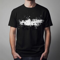 Poster - Black T-Shirt with Grunge Style White Paint Splash Design