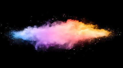 White powder explosion on black background. colored cloud. colorful dust explodes. paint holi. Frozen Cosmic Storms. Illustration