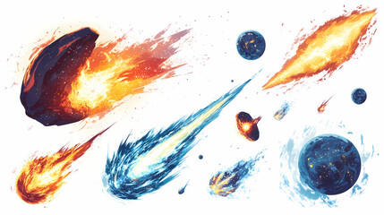 Wall Mural - asteroid comet fire meteorites