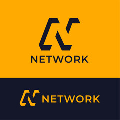 Poster - Network logo. Letter N of impossible shape. 