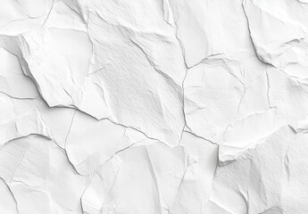 Poster - Textured White Crumpled Paper Background with Subtle Shadows and Creases for Creative Design Applications and Art Projects