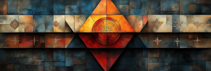 Poster - Abstract geometric artwork warm earthy tones