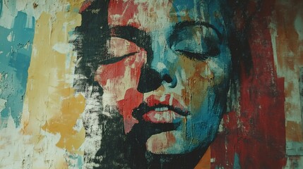 Wall Mural - Abstract Colorful Painting Of A Womans Face