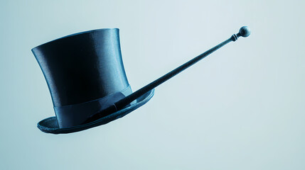 Canvas Print - a detailed view of a magic wand and top hat against a plain white background-. eclipse-fueled magic.