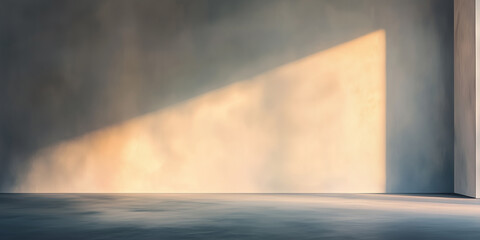 Wall Mural - serene interior space with soft light casting shadows on wall, creating calm atmosphere.