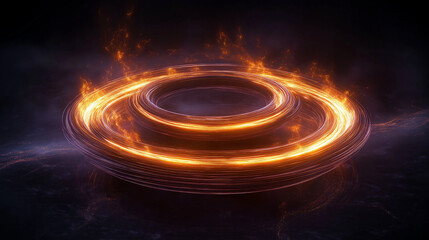 Aufkleber - Glowing orange plasma disk rotating and generating energy in space