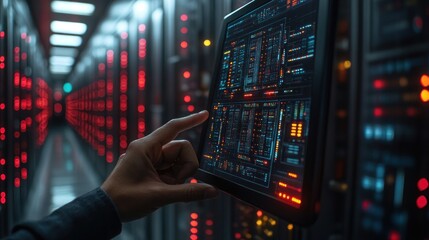 Poster - Hand Interacting with Digital Interface in a Server Room Environment