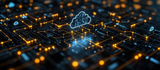 Poster - Digital Cloud Computing Network with Abstract Futuristic Technology Design