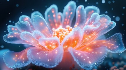 Poster - Ethereal Glow of a Beautiful Flower with Colorful Light Effects