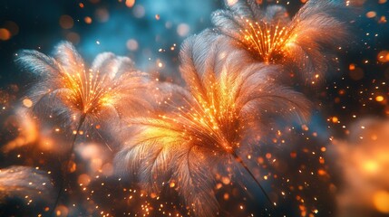 Poster - Vibrant Abstract Background with Glowing Firework Spring Shapes