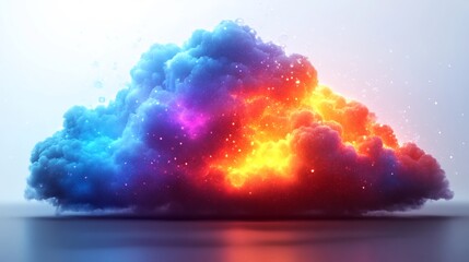 Colorful upload cloud icon isolated on a transparent background great for cloud storage tech or data management applications