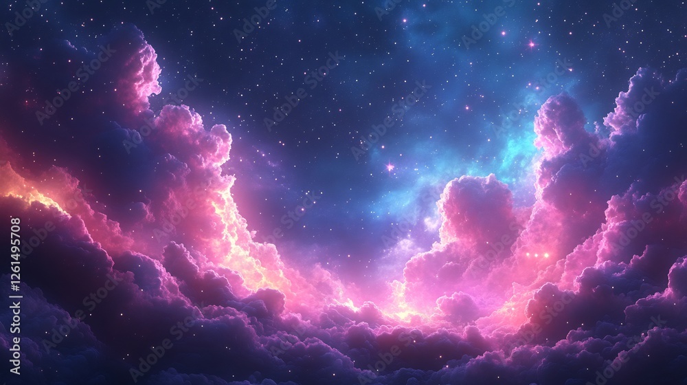 Cosmic starry sky with nebula clouds on a transparent background for ...