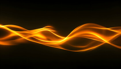 Poster - dynamic flow of golden light, an abstract display of energy and elegance across a dark background wi