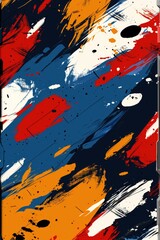 Fototapete - Vibrant blue red and yellow lines speed across a crisp white background forming an abstract and minimalist design that captivates with its energetic movement and simplicity.