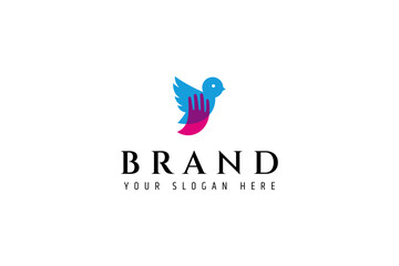 Wall Mural - bird logo with hand in flat design style