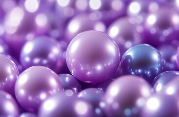 Poster - Shimmering Lavender Spheres Reflect Light Beautifully, Creating a Stunning Abstract Background Image with Soft Focus and Bokeh Effects.