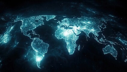 Poster - Global Network: Illuminating Connections Across Continents Digitally, Showing Interconnectivity Worldwide.