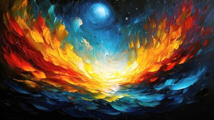 Wall Mural - cosmic dreamscape: a vibrant abstract painting of celestial wonders