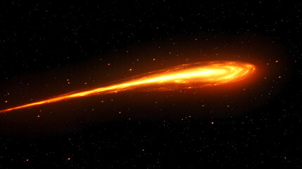 Poster - A fiery orange galaxy swirls across a dark, star-studded space.  Its bright core glows intensely, creating a breathtaking cosmic scene.