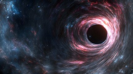 Wall Mural - a mesmerizing cosmic scene depicting a black hole's gravitational pull, swirling nebulae in vibrant 