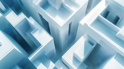 Poster - 3d minimalist voxel city design with numerous buildings on a clean white background