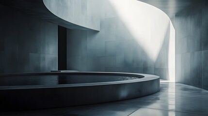 Poster - Minimalist bathtub in a serene room with natural light coming through the window gallery setting