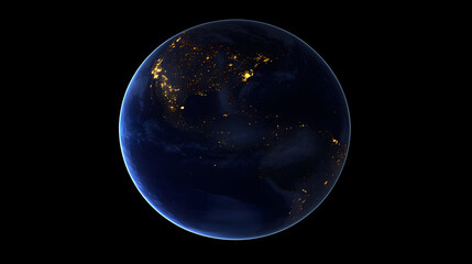 Wall Mural - stunning night view of earth from space, showcasing the bright city lights of north and south americ