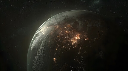 Wall Mural - stunning view of earth from space at night. city lights illuminate the planet against a backdrop of 