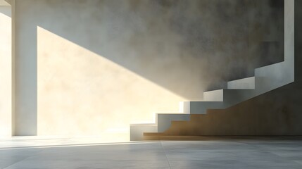 Poster - minimalist 3d composition of overlapping flat planes on a white wall in subtle tones and shapes