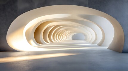 Poster - Minimalist 3d tunnel of light with aligned conical shapes in elegant arrangement
