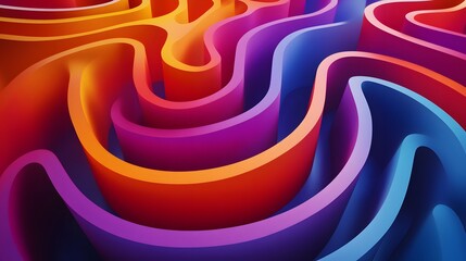 Poster - Colorful abstract background with vibrant maze shapes illuminated by natural light in various colors
