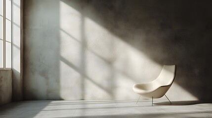 Poster - Chair in a room with window and realistic 3d shading focused on design and structure