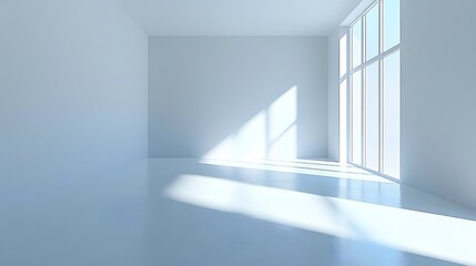 Poster - minimalist living room with natural light streaming through a large window and modern interior desig