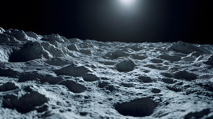 Wall Mural - a stunning close-up of the lunar surface, showcasing its rugged texture, craters, and mountainous te