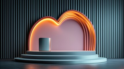 Wall Mural - Modern minimalist product display podium with lighting