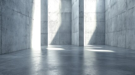 Poster - Empty concrete room with dramatic lighting and shadows