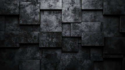 Poster - Abstract Arrangement of Grayish Rectangular Blocks with Textured Surfaces and Varied Shadowing Depths